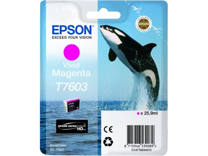 Cartucho de tinta original EPSON, T7603, Orca 25,9 ml , Magenta vivo, C13T76034010