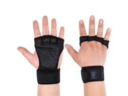 2026-1 Par Black Guantes De Muñeca Para Levantamiento De Pesas Antideslizantes Antichoque 4 Dedos Gimnasio Talla L
