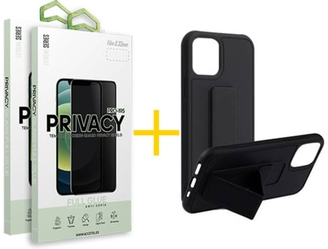 Kit Funda + Protector de Pantalla Apple iPhone 12 / 12 Pro SKYHE Cristal Templado 1262 Negro