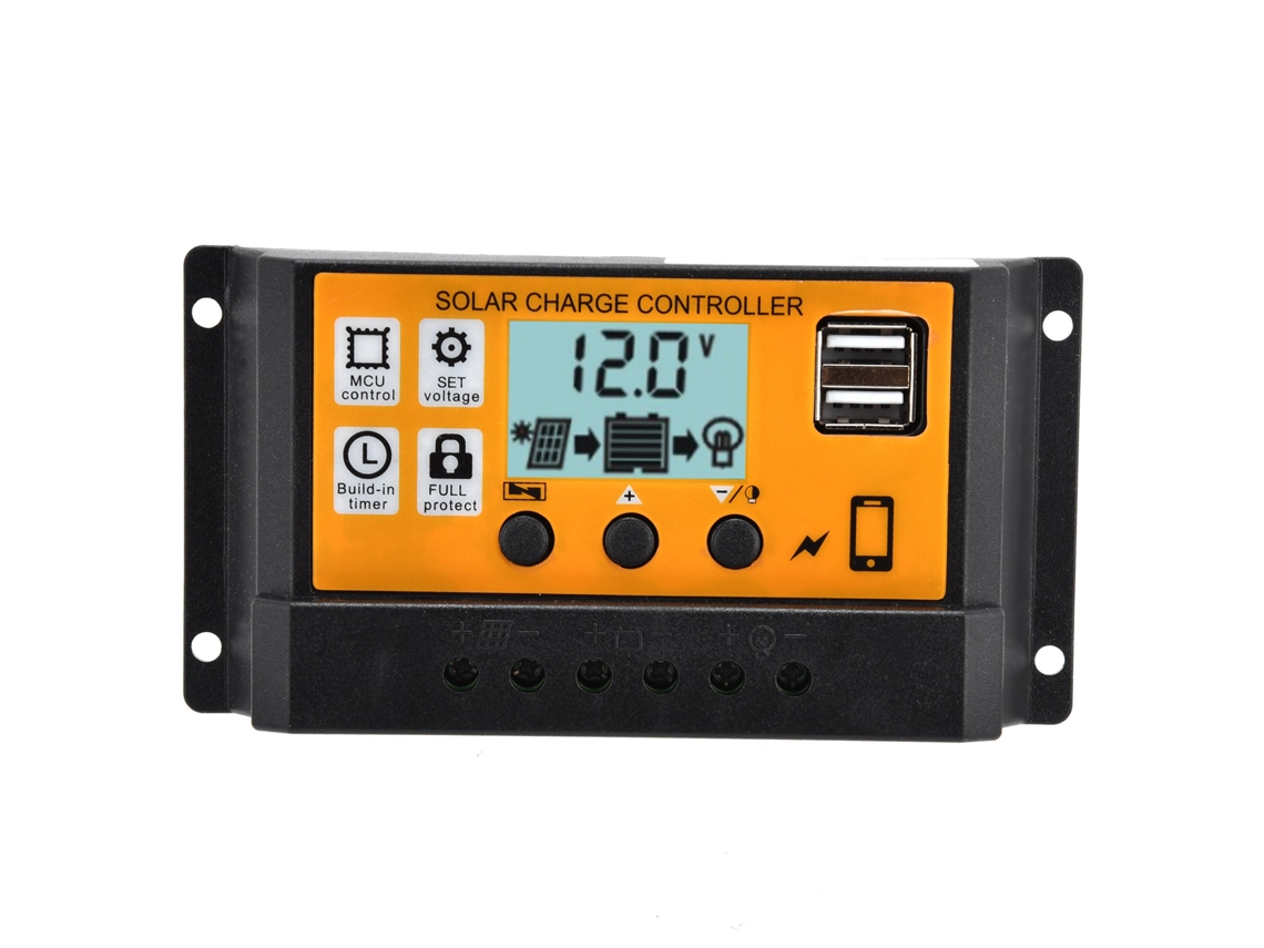 Controlador De Carga Solar Inteligente De 12v/24v 20a Con Pwm De 3 Etapas Y Dos Salidas Usb (abs)