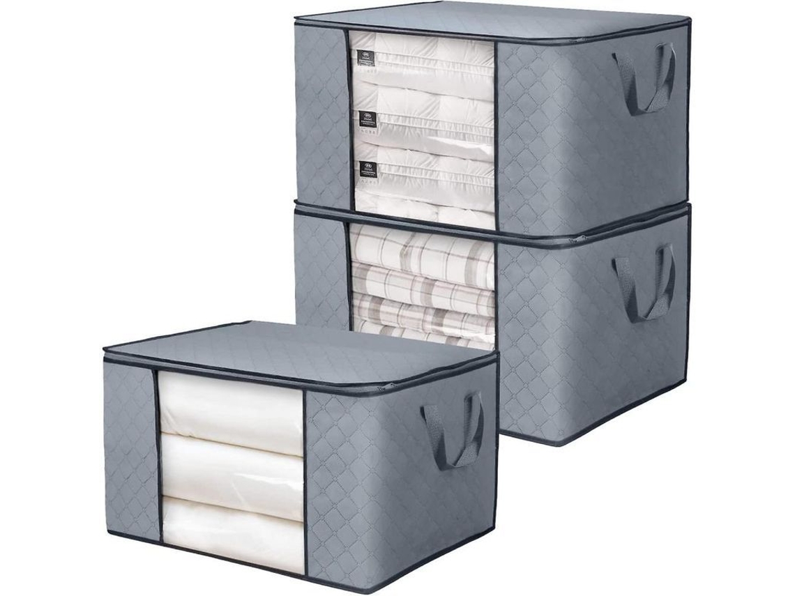 3 Bolsas De Almacenamiento De Gran Capacidad De 90 Litros Con Asa Reforzada Y Ventana Transparente Para Edredones, Mantas Y Ropa Tbj
