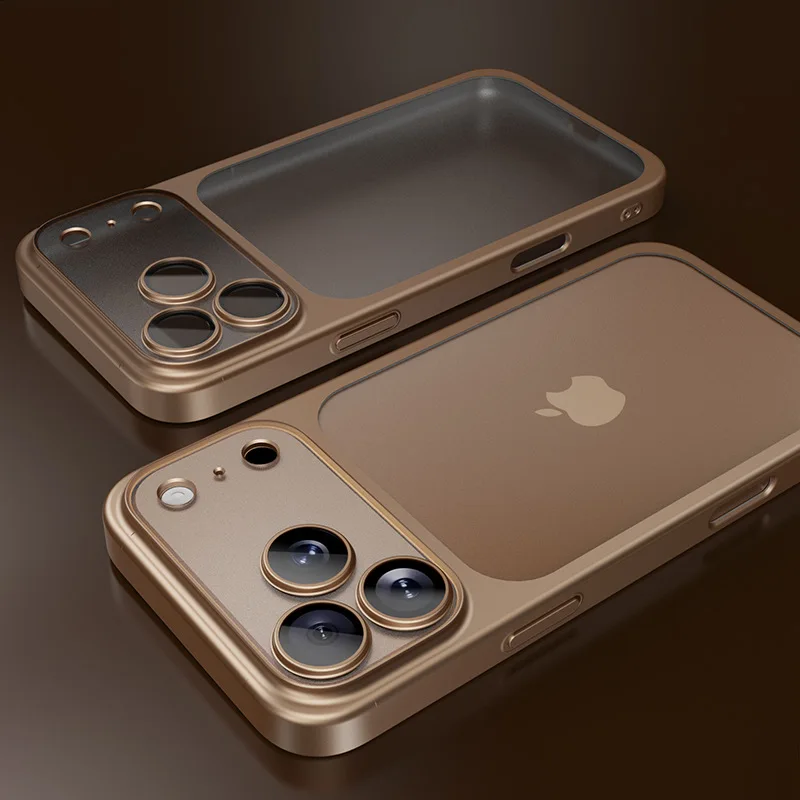 (iphone 17 Pro Max, Dorado) Funda Ultrafina Semitransparente Con Marco Para Teléfono