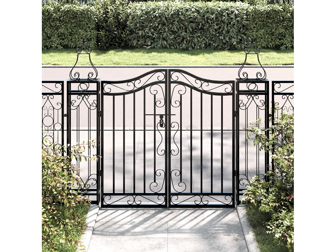 Puerta de jardín de hierro forjado negro de 121 x 8 x 100 cm, DKD HOME DECOR