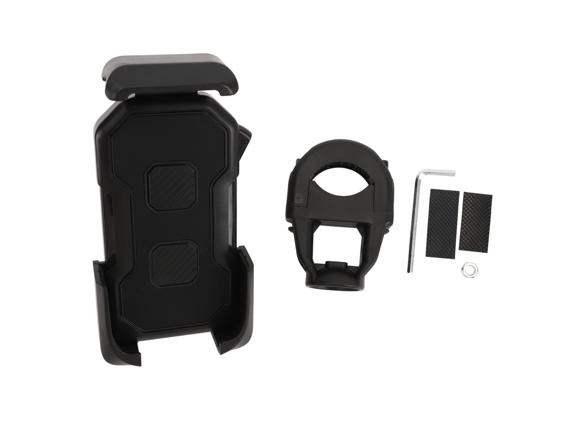 Soporte Para Teléfono De Bicicleta De Abs Con 3 Abrazaderas, Antichoque, Antideslizante, Para Motocicleta, Scooter Y Ciclismo - Negro