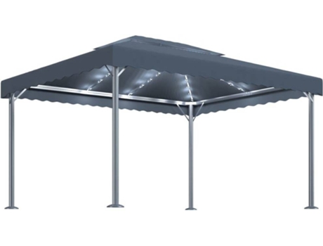 vidaXL Cenador con tira de luces LED aluminio antracita 400x300 cm