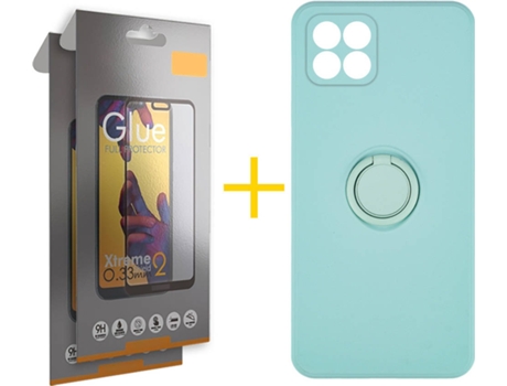 Carcasa + 2 Protectores de Pantalla para Huawei P40 Lite SKYHE Verde Agua