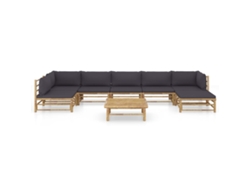Maison Exclusive - Set De Muebles De Jardín 8 Piezas Bambú Con Cojines Gris Oscuro