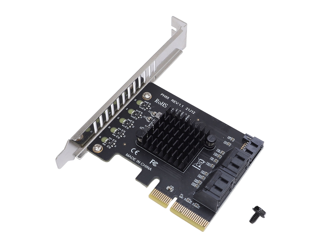 Tarjeta De Expansión Pcie X4 X8 X16 A 5 Puertos Serial Ata 3.0 3.1 6gbps Para Pc De Escritorio