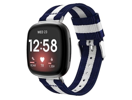 Correa De Reloj Inteligente Para Fitbit Versa 4 / Sense 2 Correa De Reloj Universal De Nailon Con Rayas Blancas Y Azules VENISYMLIS