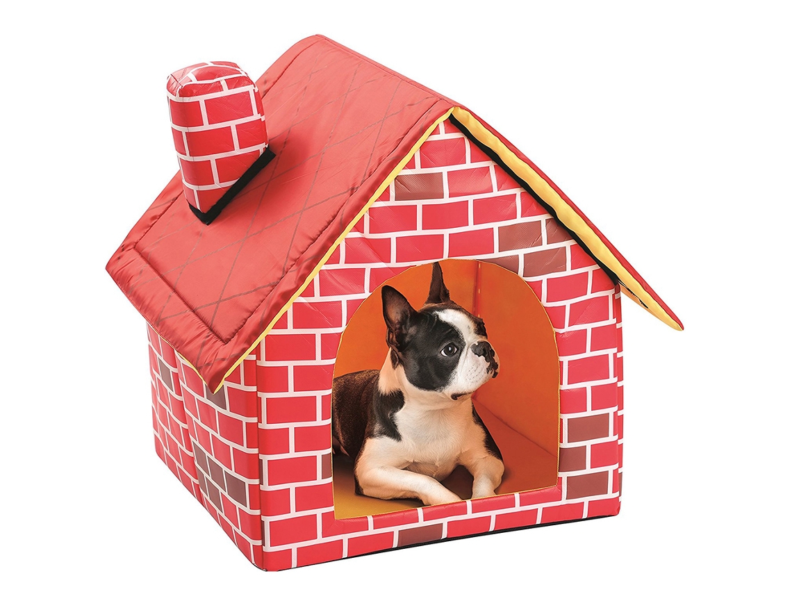 Casa Portátil Para Perros Y Gatos, De Ladrillo Rojo, Cama Cálida Y Cómoda Para Mascotas.