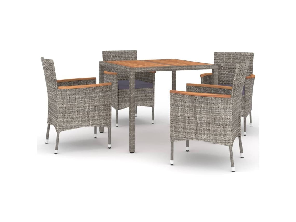 Maison Exclusive - Set Comedor De Jardín 5 Piezas Con Cojines Ratán Sintético Gris
