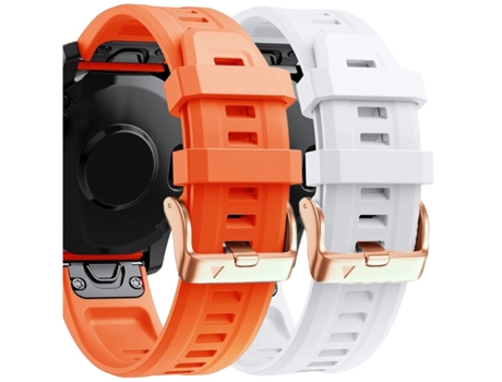 Correa Silicona Cierre Metálico para Garmin Fenix 5S Plus Naranja y Blanco Pack 2X VEANXIN