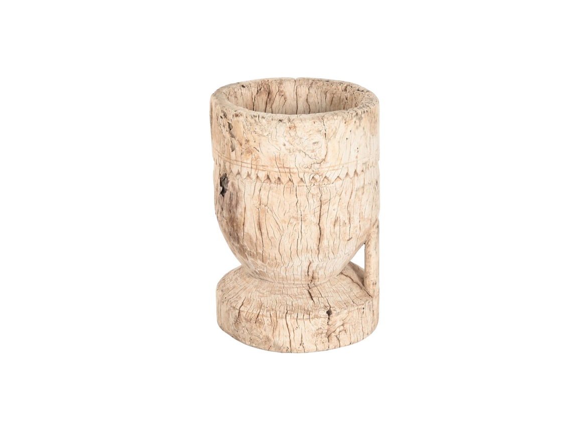 Macetero Teca Mortero Antiguo Natural 28x28x34,5cm