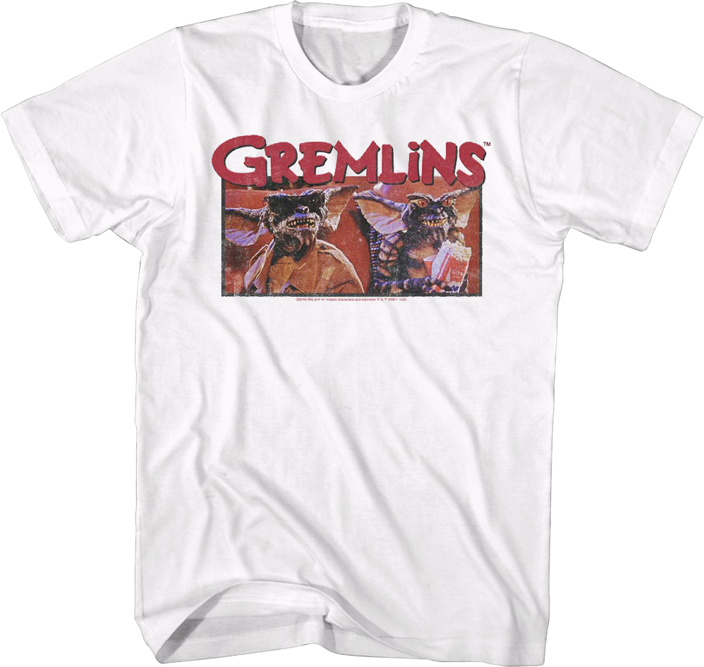 Camiseta Unisexo DEEPSTONE Retro Movie Theater Gremlins Blanco (M)