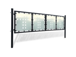 Puerta de valla con una sola puerta, 300 x 125 cm, color negro, WSD176784 Lovely Home