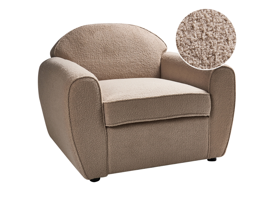 Sillón Beliani Ellede de Bouclé Marrón 93x90x73