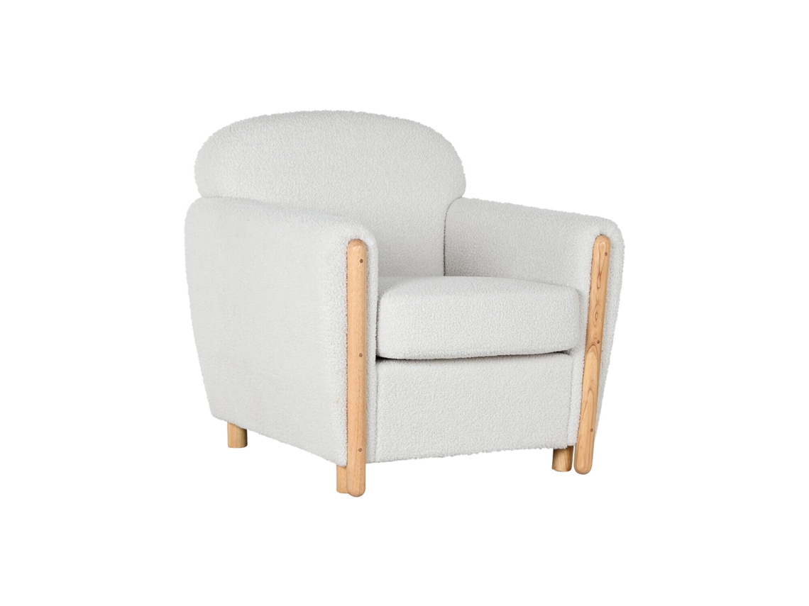 Sillon Poliester Madera Bucle Blanco 81x78x82cm