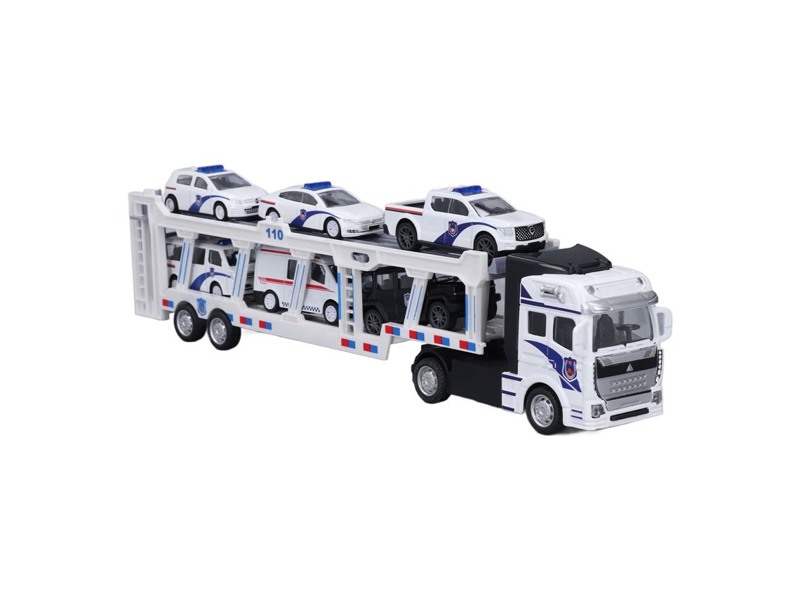 Camión Transportador De Coches Con 6 Modelos De Coches De Aleación - Juguete Portátil De 2 Capas