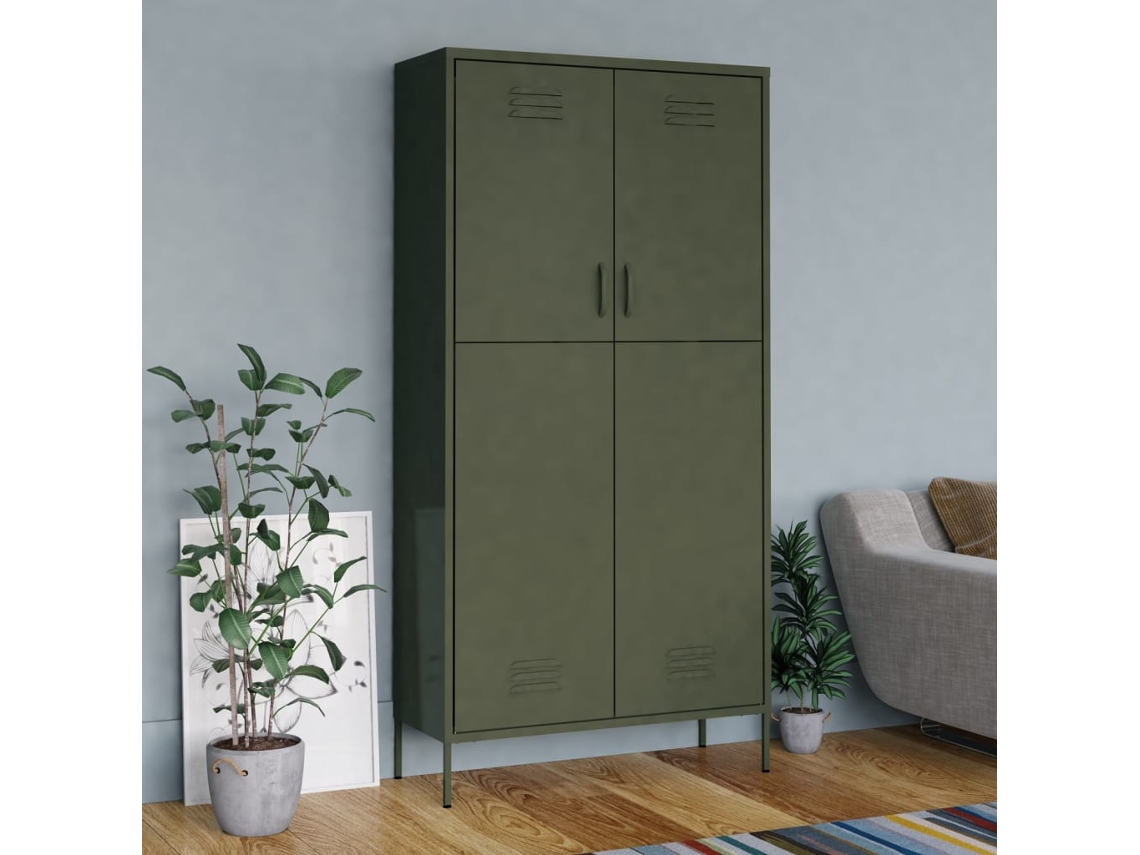 Armario 90x50x180 cm Verde Oliva Acero DKD HOME DECOR