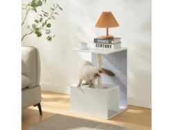 Mesa auxiliar con poste rascador Masfjorden - Blanco [EN.CASA]