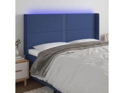 Cabecero Con Led De Tela Azul 203x16x118/128 Cm