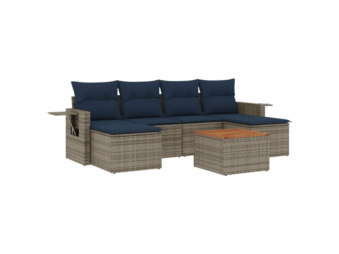 Maison Exclusive - Conjunto De Sofá De Jardín De 7 Piezas Con Cojines, Poliratán Gris