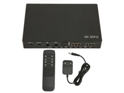 Conmutador De Interfaz Multimedia 4k Hd Con 4 Entradas Y 2 Salidas, Salida De Audio Óptica De 3,5 Mm Y Control Remoto Por Infrarrojos.