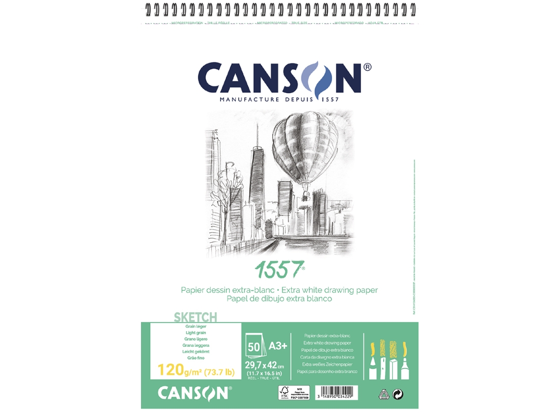 Bloc de Papel de Dibujo CANSON 1557 Din A4 120 G/M² 50 Hojas