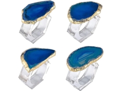 Anillos Para Servilletas De Ágata Natural Con Baño De Oro, Juego De 4, Acrílico Transparente.