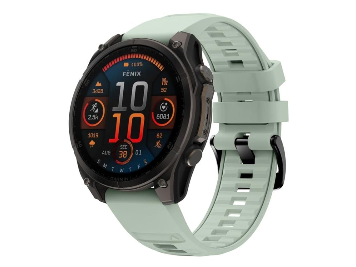 Bracelete Para Garmin (22mm) - Silicone Cor Sólida - Liberação Rápida - Fivela De Aço Preta Verde Menta