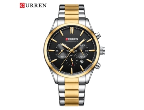 Relojes de Moda para Hombre Relojes de Pulsera multifunción Impermeables de Cuarzo con Fecha Reloj para Hombre-Concha Dorada Negra LUUCOZK