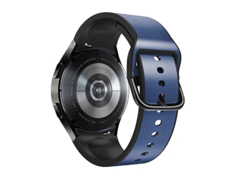 Correa de piel auténtica liberación rápida 20mm con hebilla 135-235mm para Samsung Galaxy Watch4 40mm/44mm/Watch4 Classic 42mm/46mm - azul oscuro