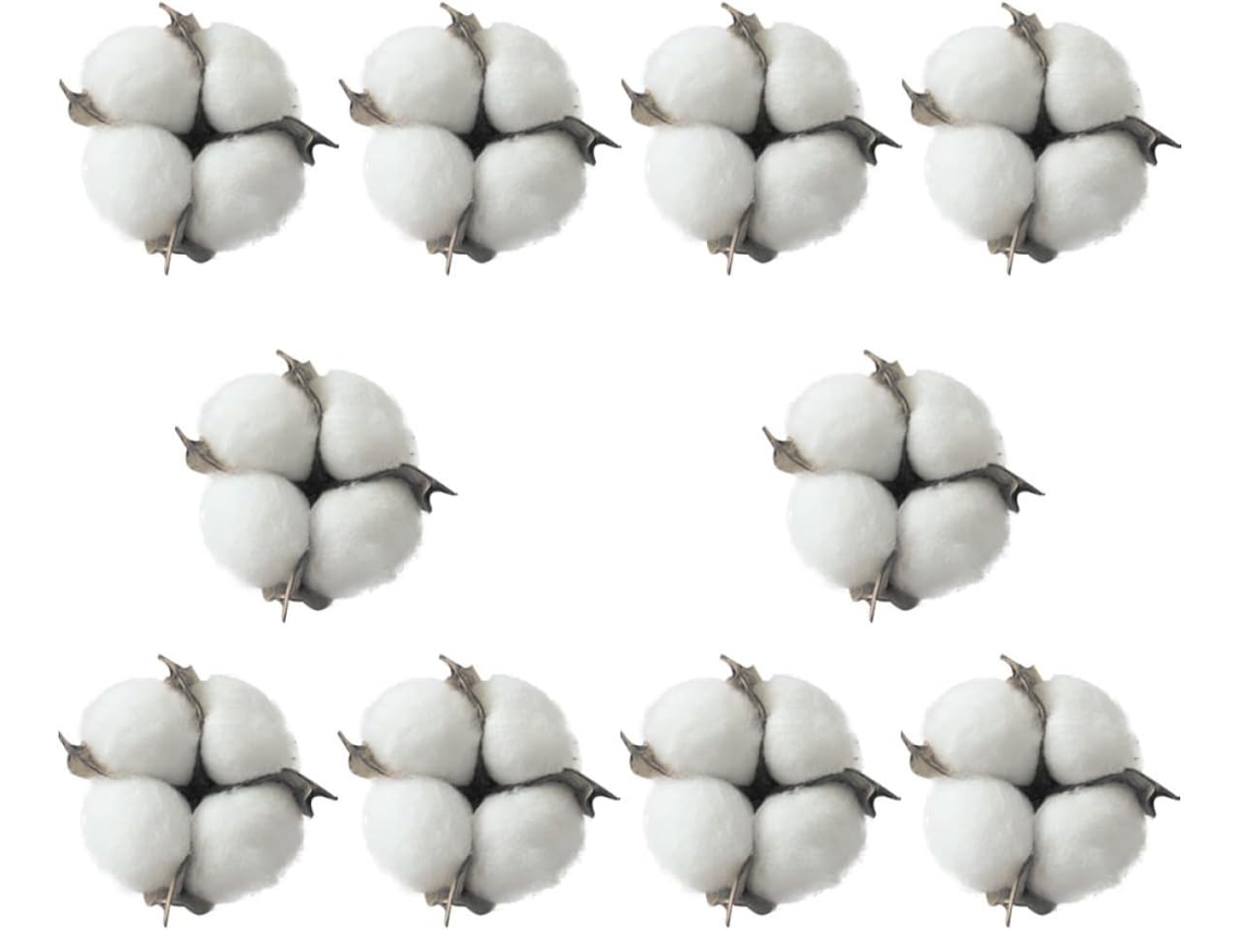 Juego de 10 adornos de algodón blanco, accesorios decorativos compactos para árbol de Navidad y fiestas - GOKOCO