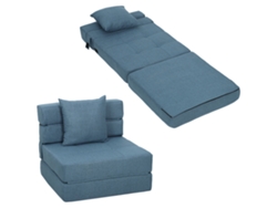 Sofá Cama/sillón Convertible Con 1 Cojín Extraíble, Tejido Azul Oscuro.