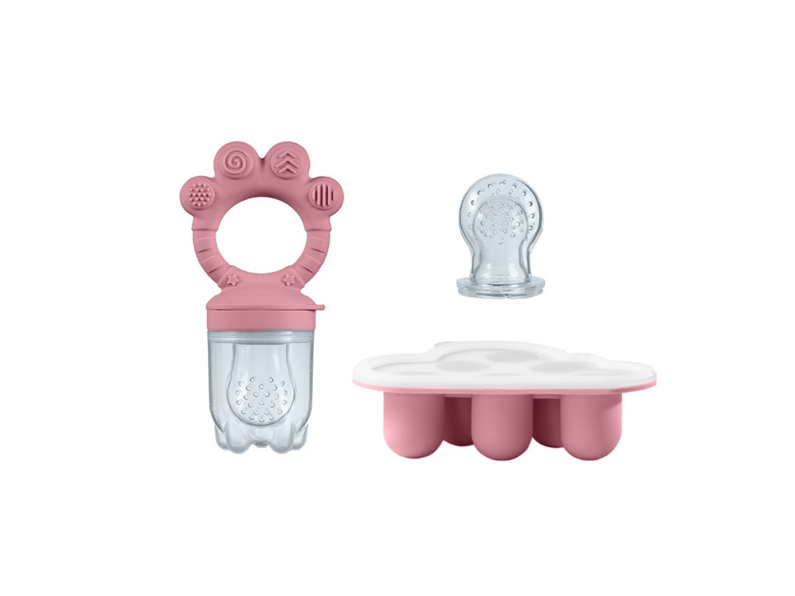 Alimentador Frutas Bebé Chrui 6+ Meses Nube Con Molde Hielo Alivio Encías (rosa)