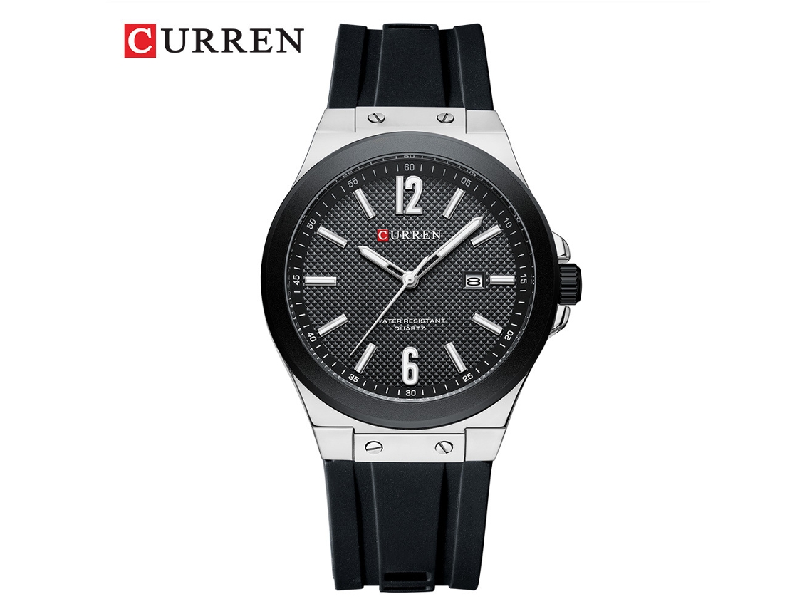 Reloj Deportivo Para Hombre Con Correa De Caucho, Calendario, Movimiento De Cuarzo Y Esfera Grande (correa Negra, Caja Plateada, Esfera Negra).