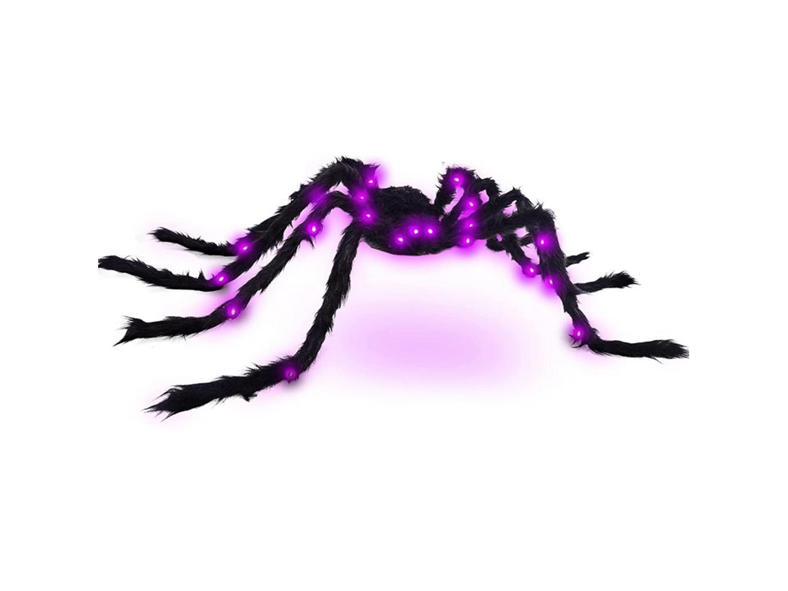 Ats-araña Peluda Led De 125cm Arana Iluminada Juguete De Peluche Arana Gigante Decoración De Fiesta Y Casa Embrujada