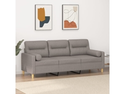 Sofá De 3 Plazas Con Cojines Tela Gris Taupe 180 Cm