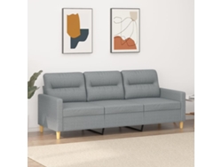 Sofá De 3 Plazas De Tela Gris Claro 180 Cm