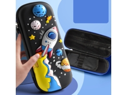 Estuche Para Lápices De Eva, 2 Capas, Diseño De Dibujos Animados, Gran Capacidad, Nave Espacial, Negro.