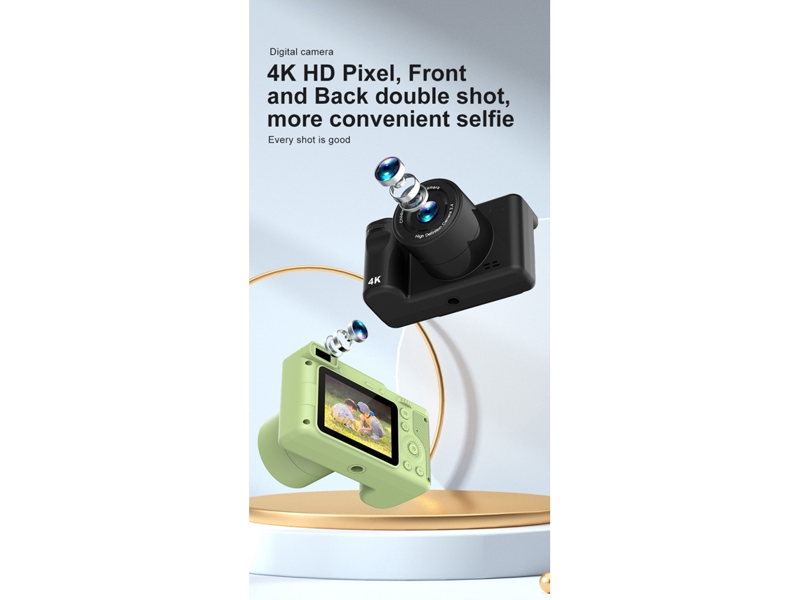 Cámara digital 4K de 2,4 pulgadas, zoom 8x, HD, CCD, cámara dual con trípode, 32 g, color blanco, Yemaesre