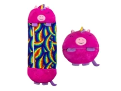 Saco De Dormir Convertible En Almohada, Para Niños, Unicornio Rosa. Tacto Peluche. Pequeño / S 135x50cm.