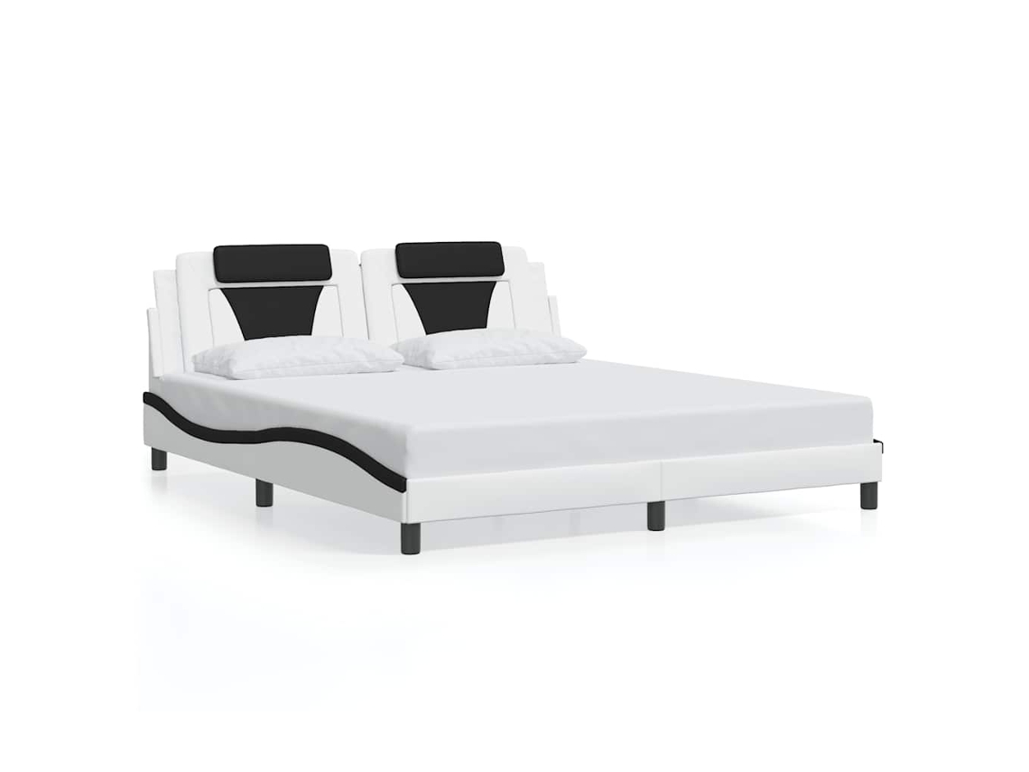 Maison Exclusive - Estructura De Cama Viana Sin Colchón Cuero Sintético Blanco Y Negro