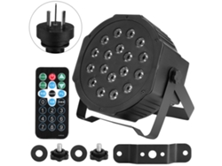 Focos LED RGB para escenario de 18 W (4 unidades) con mando a distancia de 7 canales.