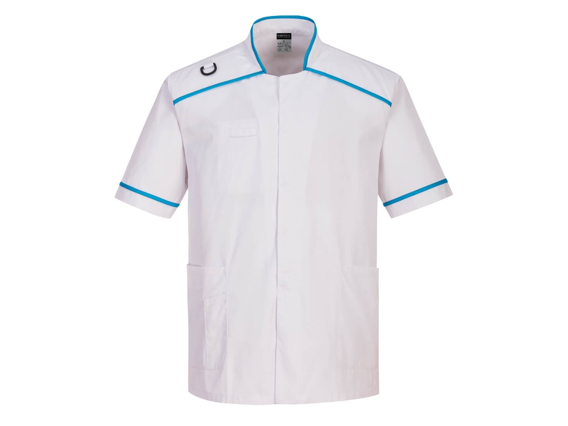 Bata sanitaria para hombre: Comodidad y estilo en el trabajo / Blanco agua / Talla S Portwest