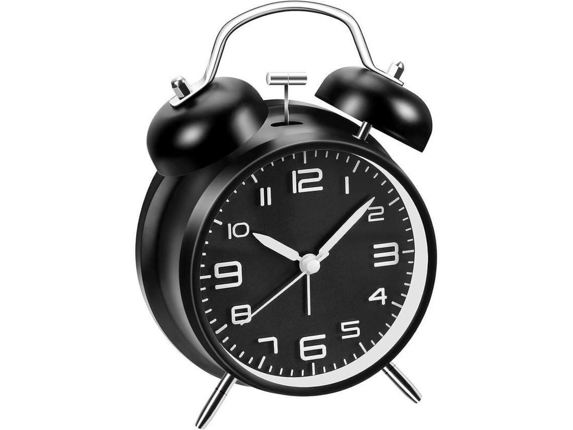 2026-reloj Despertador De Doble Campana Con Dial Estéreo, Función De Luz Nocturna, Operado Por Batería