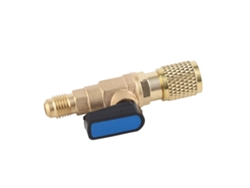 Adaptador de manguera de refrigerante amarillo con válvula de bola