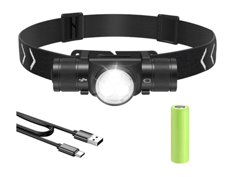 Linterna Frontal Led Recargable 2000Mah BISBISOUS Hp360 Batería 3 Leds 8 Modos Adultos Negro VIGA EUROPE