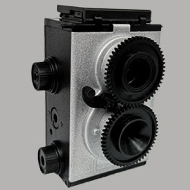 (Plata) Cámara de película retro de doble reflexión para adultos, compatible con película Kodak de 35 mm.