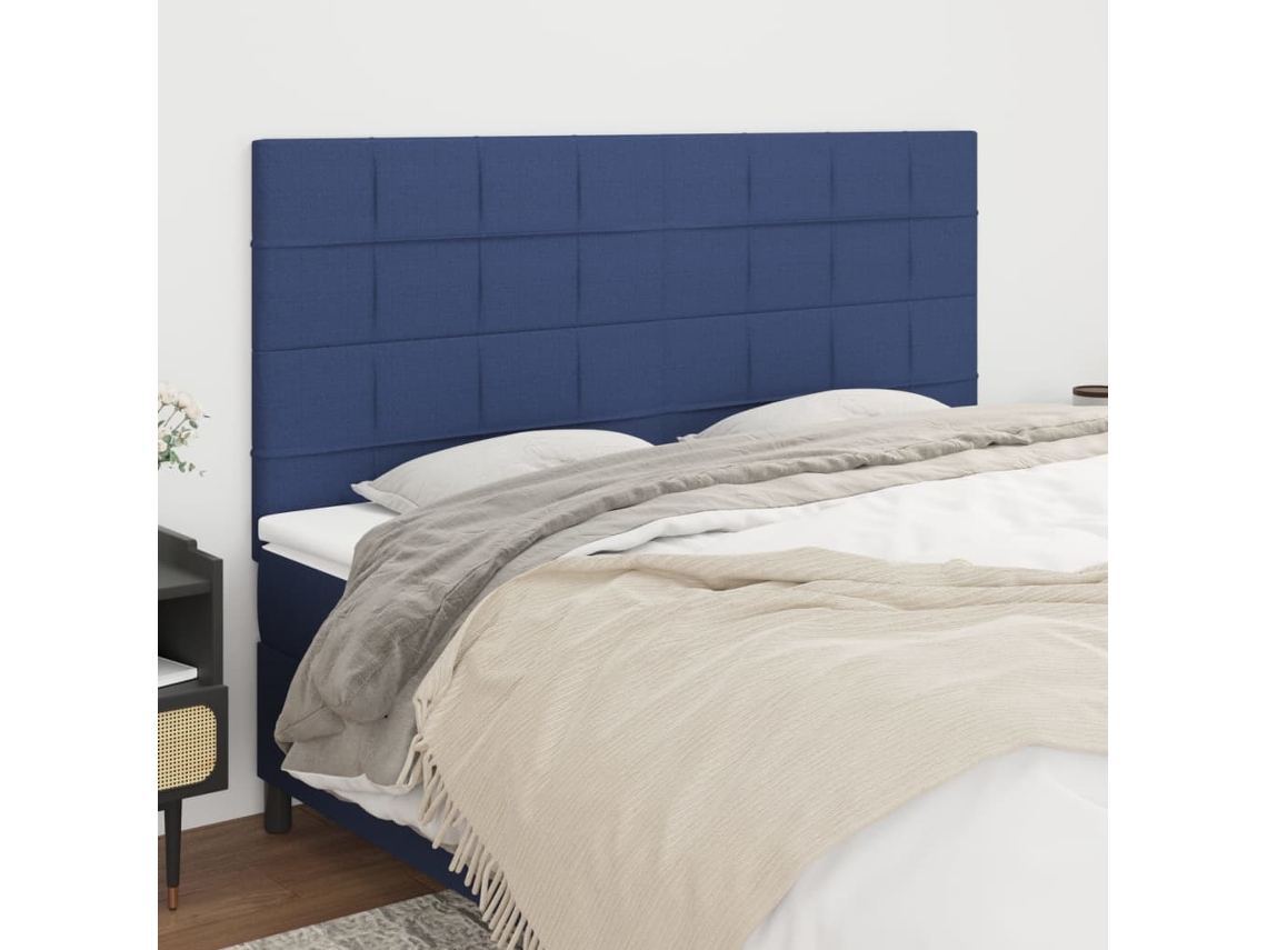 Pack 4 Uds Cabeceroscabecero De Camapanel De Cabecera De Tela Azul 100x5x78/88 Cm